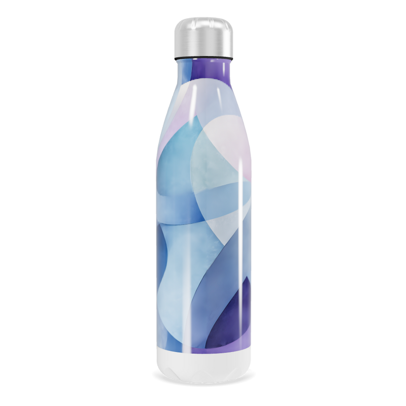 Garrafa Inox - Azul e Roxo Geométrico