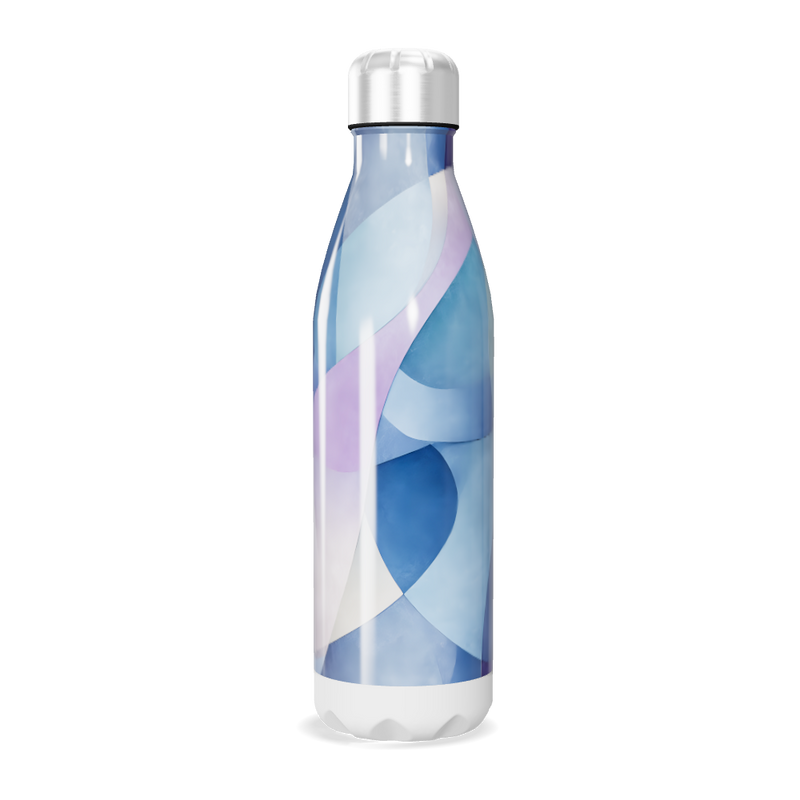 Garrafa Inox - Azul e Roxo Geométrico