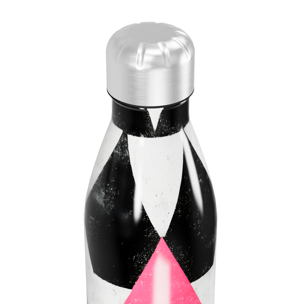 Garrafa Inox - Estampa Triângulos Preto e Rosa