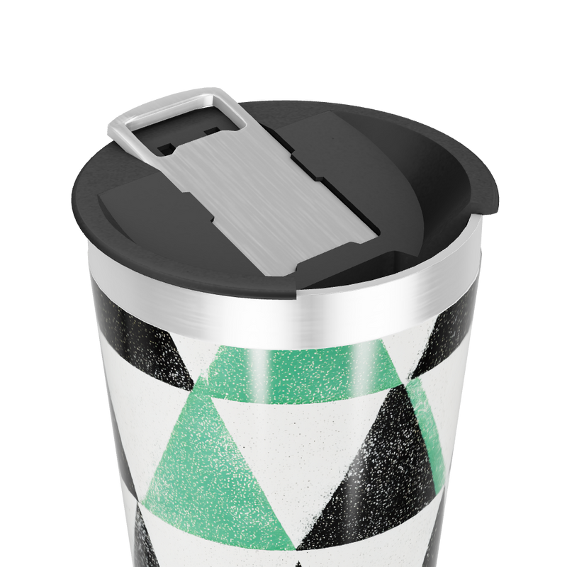 Copo Térmico - Triângulos Preto e Verde