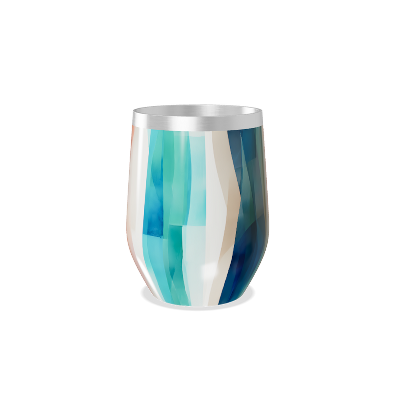 Copo Térmico Slim - Azul com Estampa Geométrica