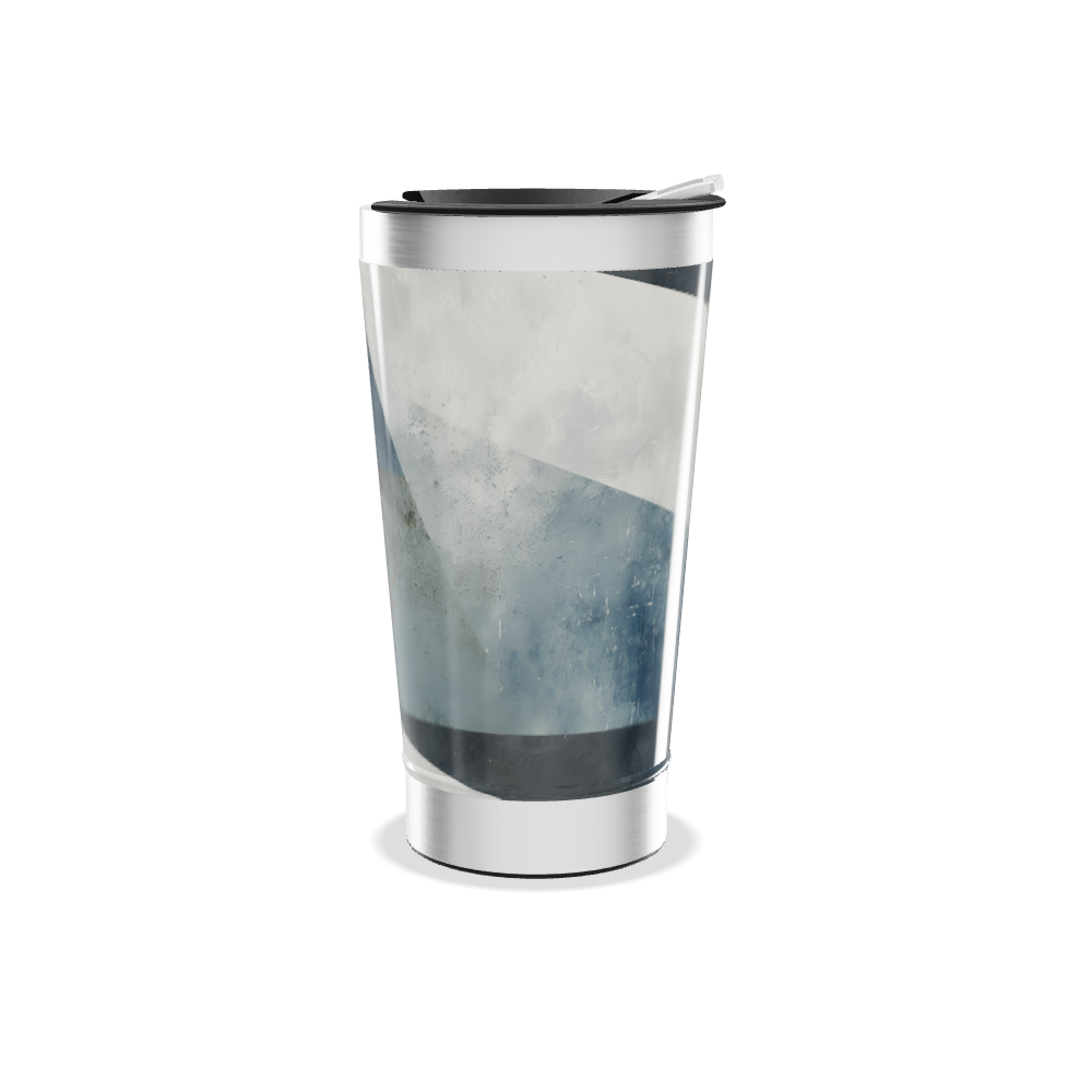 Copo Térmico - Azul com Estampa Abstrata