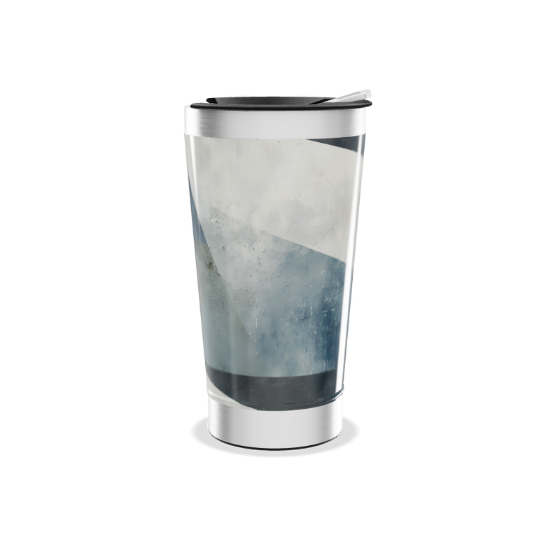 Copo Térmico - Azul com Estampa Abstrata