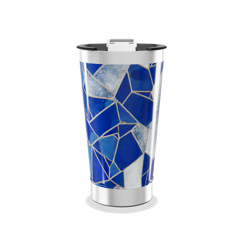 Copo Térmico - Azul com Estampa Geométrica