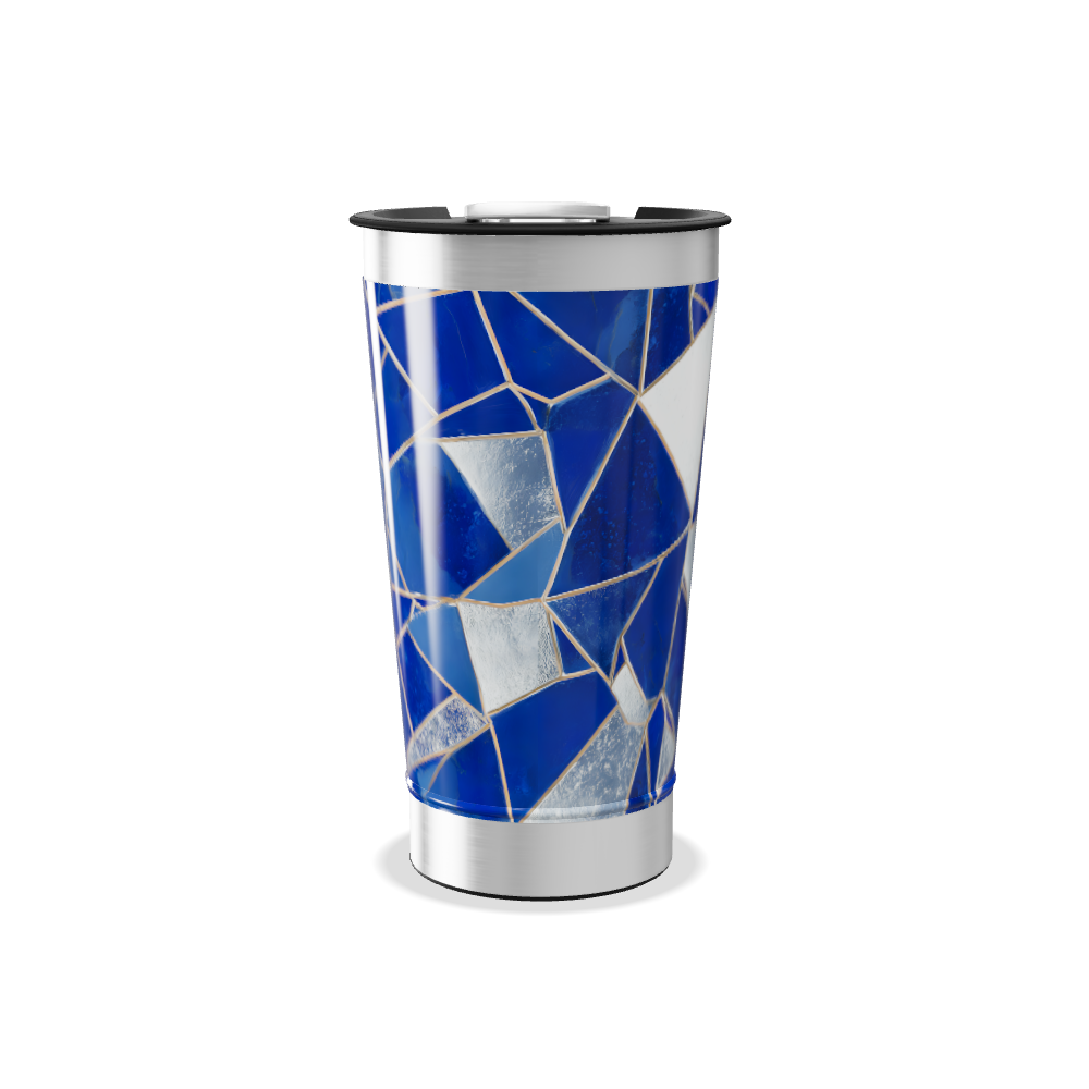 Copo Térmico - Azul com Estampa Geométrica