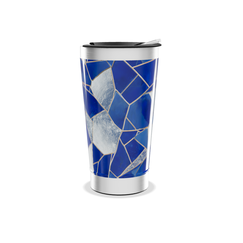 Copo Térmico - Azul com Estampa Geométrica