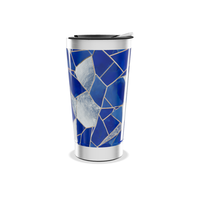 Copo Térmico - Azul com Estampa Geométrica