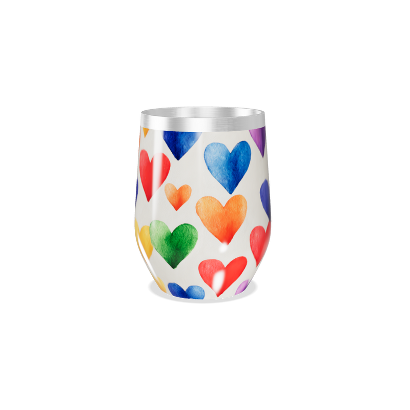 Copo Térmico Slim - Corações Coloridos Aço