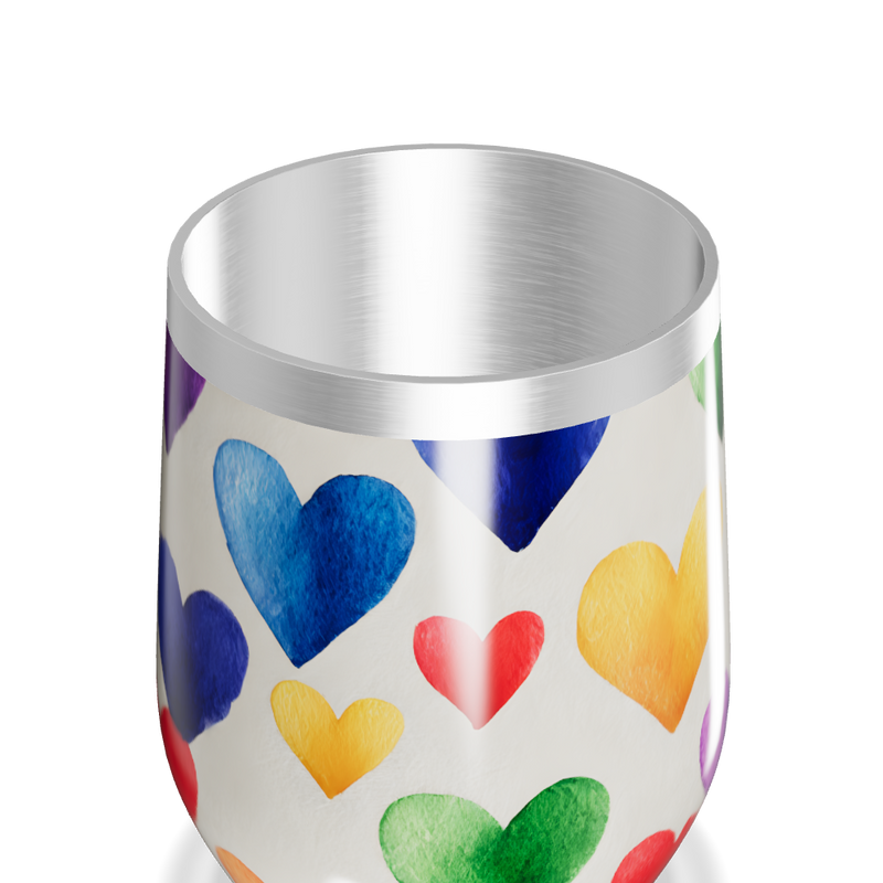 Copo Térmico Slim - Corações Coloridos Aço
