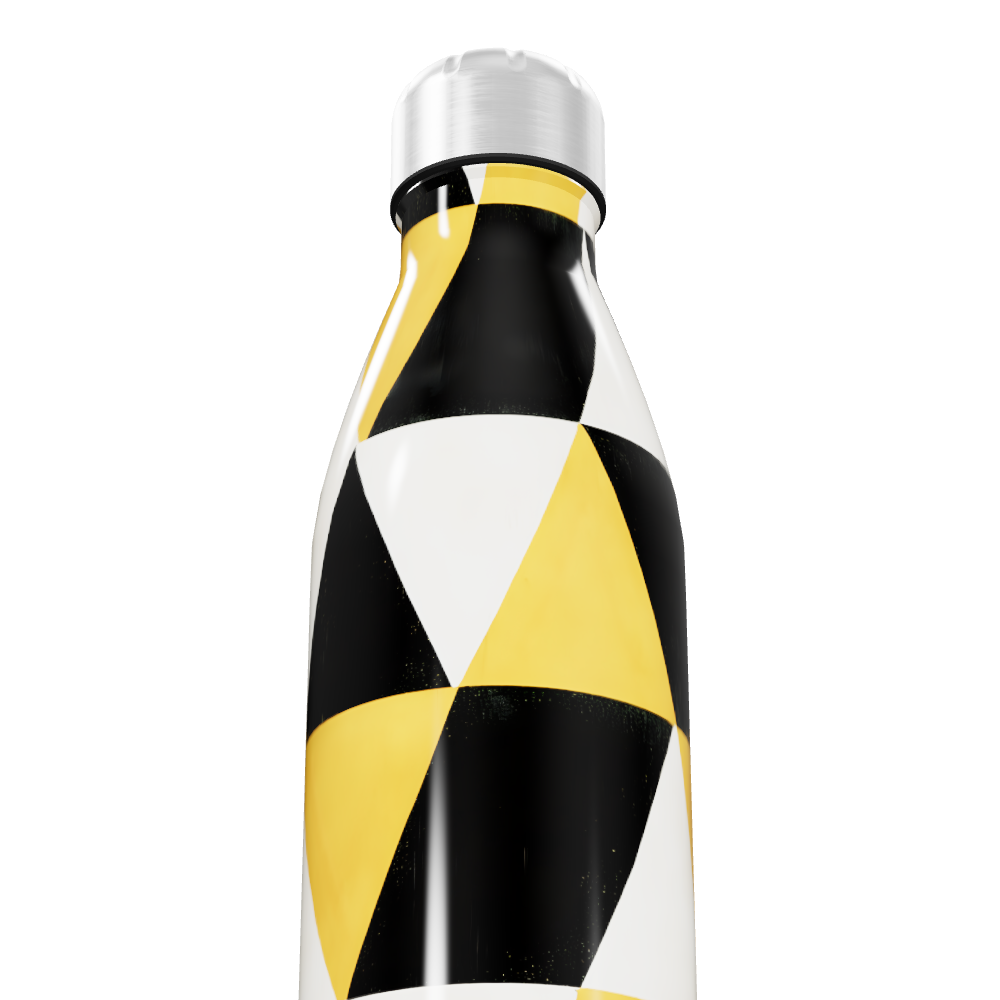 Garrafa Inox - Estampa Geométrica Amarela