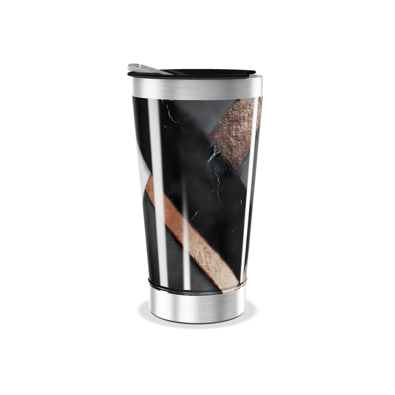 Copo Térmico - Design Geométrico Preto e Cinza
