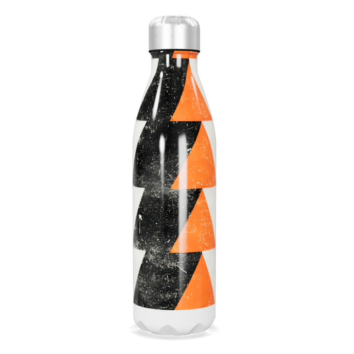 Garrafa Inox Estampada Triângulos Preto Laranja