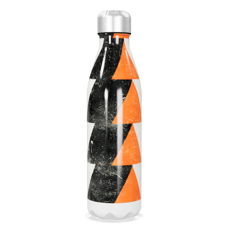 Garrafa Inox Estampada Triângulos Preto Laranja
