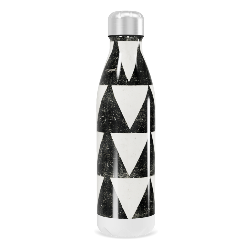 Garrafa Inox Estampada Triângulos Preto Laranja