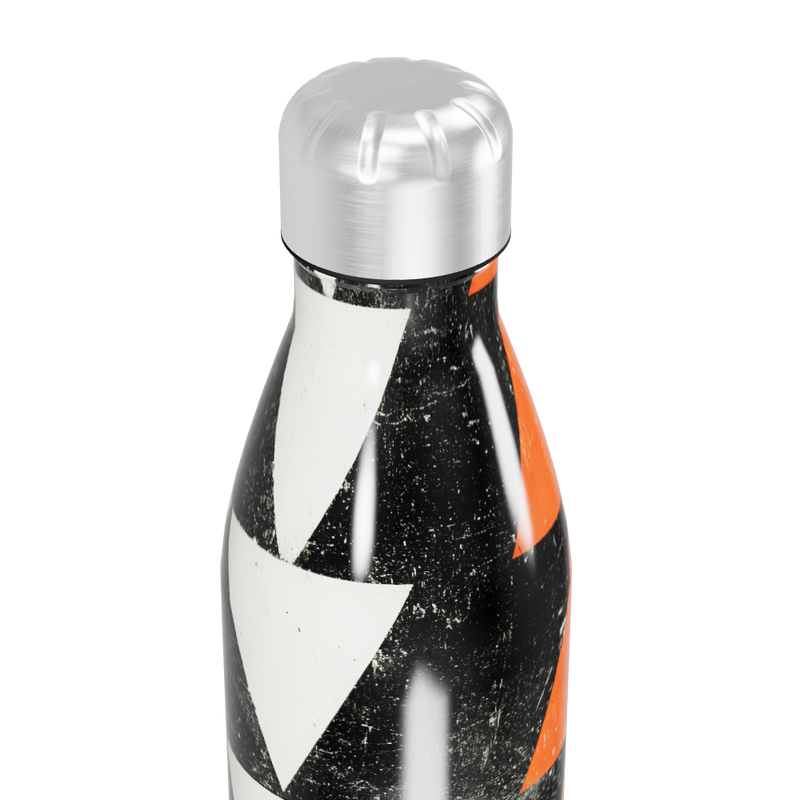 Garrafa Inox Estampada Triângulos Preto Laranja