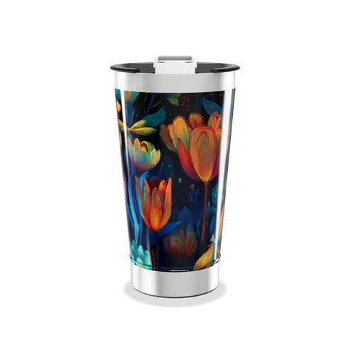 Copo Térmico - Flores coloridas aço inox