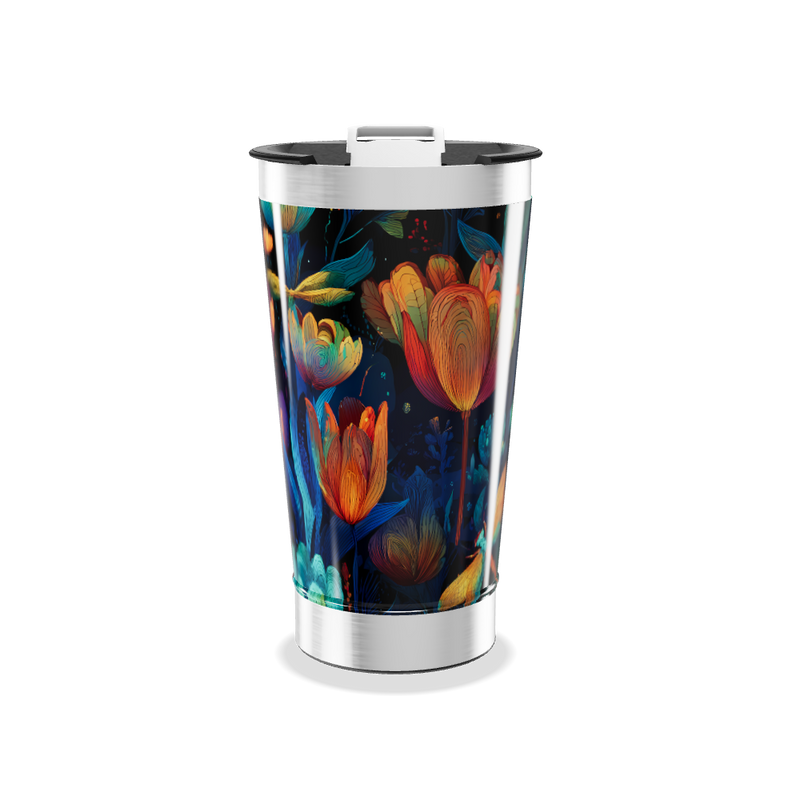 Copo Térmico - Flores coloridas aço inox