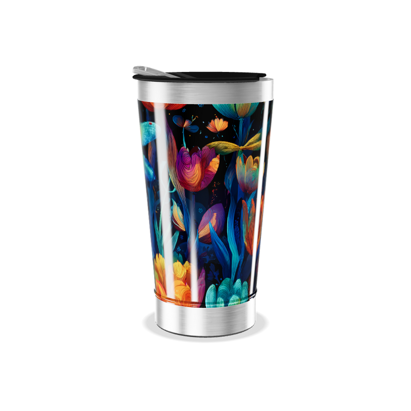 Copo Térmico - Flores coloridas aço inox