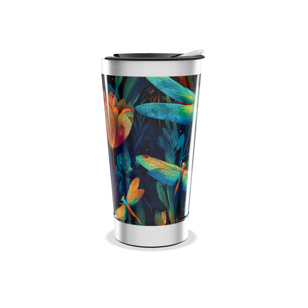 Copo Térmico - Flores coloridas aço inox