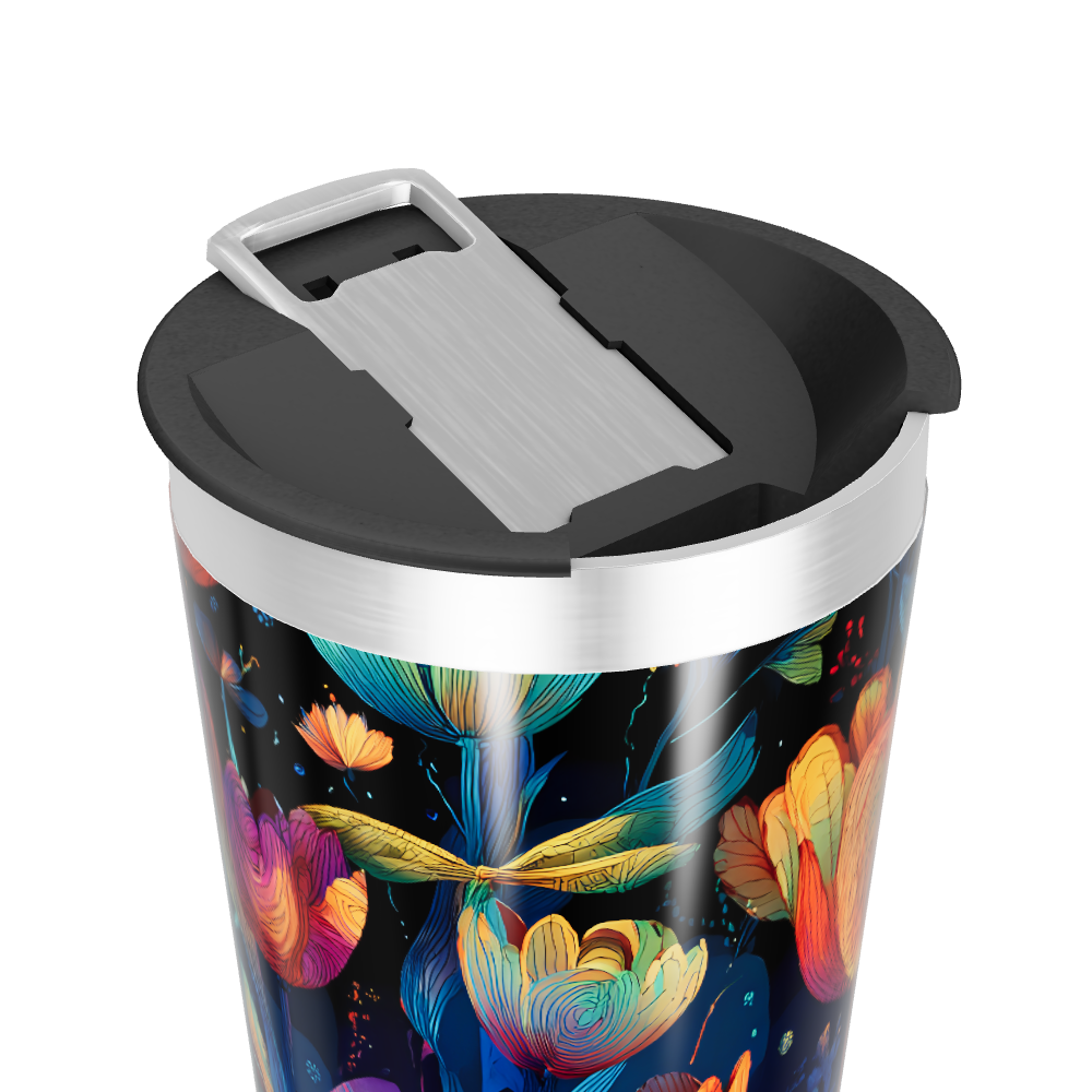 Copo Térmico - Flores coloridas aço inox