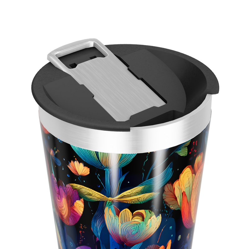 Copo Térmico - Flores coloridas aço inox