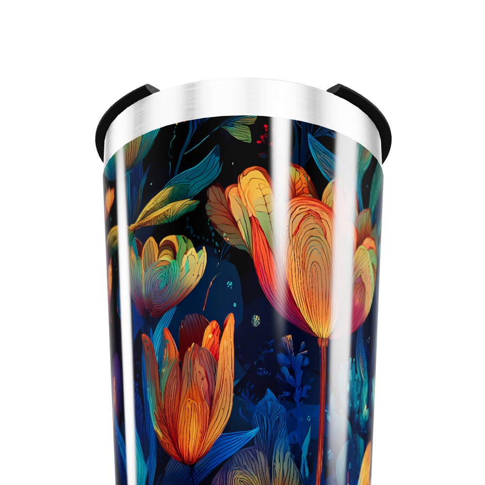 Copo Térmico - Flores coloridas aço inox