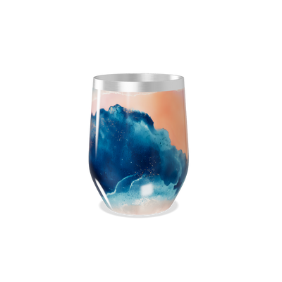 Copo Térmico Slim - Azul e Laranja Abstrato