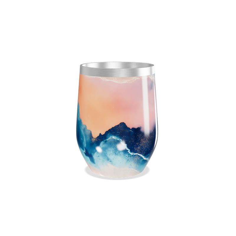 Copo Térmico Slim - Azul e Laranja Abstrato