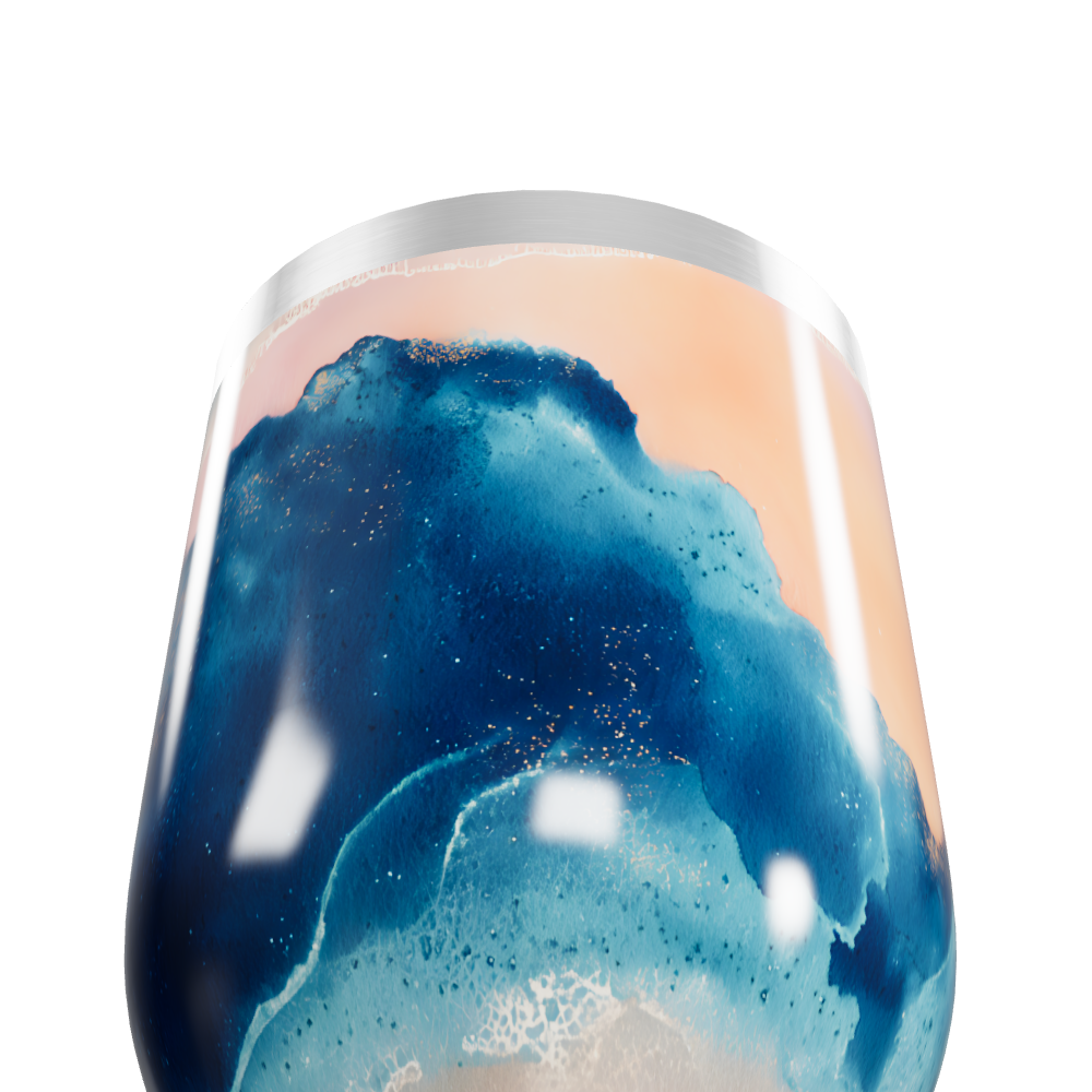 Copo Térmico Slim - Azul e Laranja Abstrato