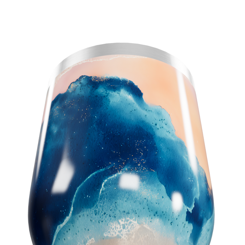 Copo Térmico Slim - Azul e Laranja Abstrato