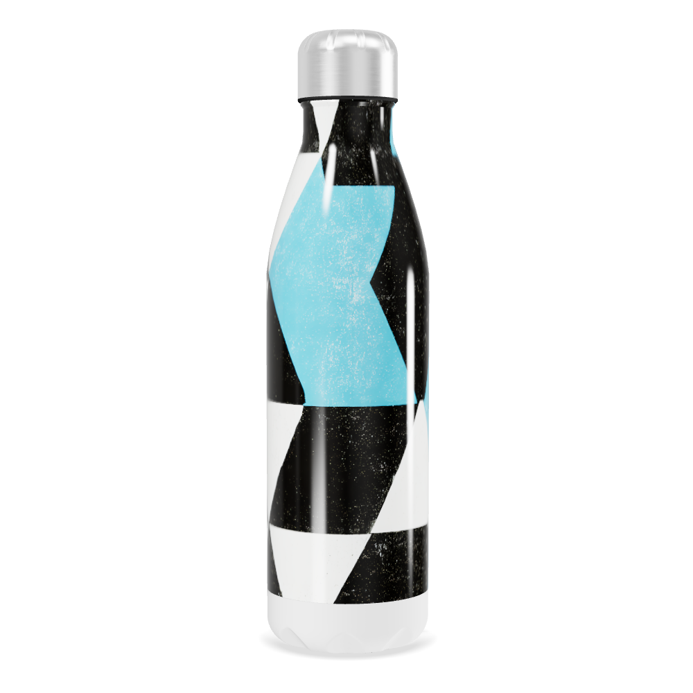 Garrafa Inox - Geométrica Azul e Preta