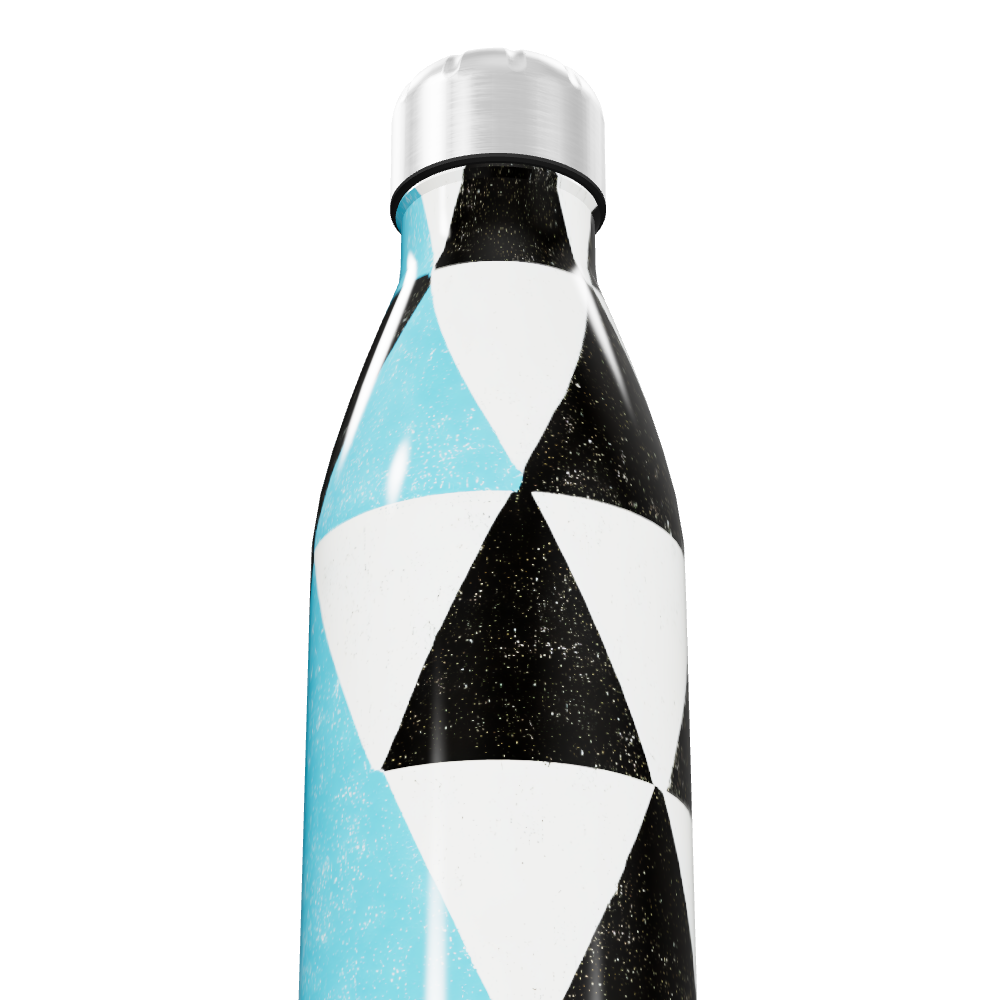 Garrafa Inox - Geométrica Azul e Preta
