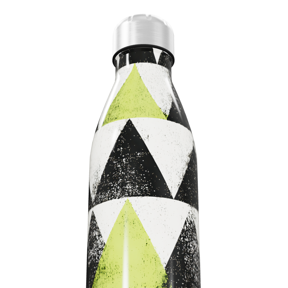 Garrafa Inox Triângulos Preto e Verde