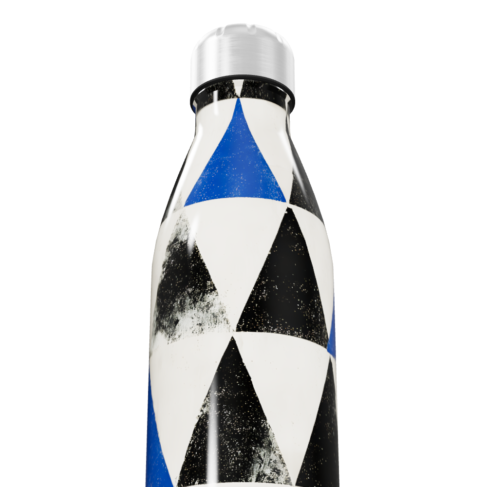Garrafa Inox - Estampada Geométrica Azul e Preta