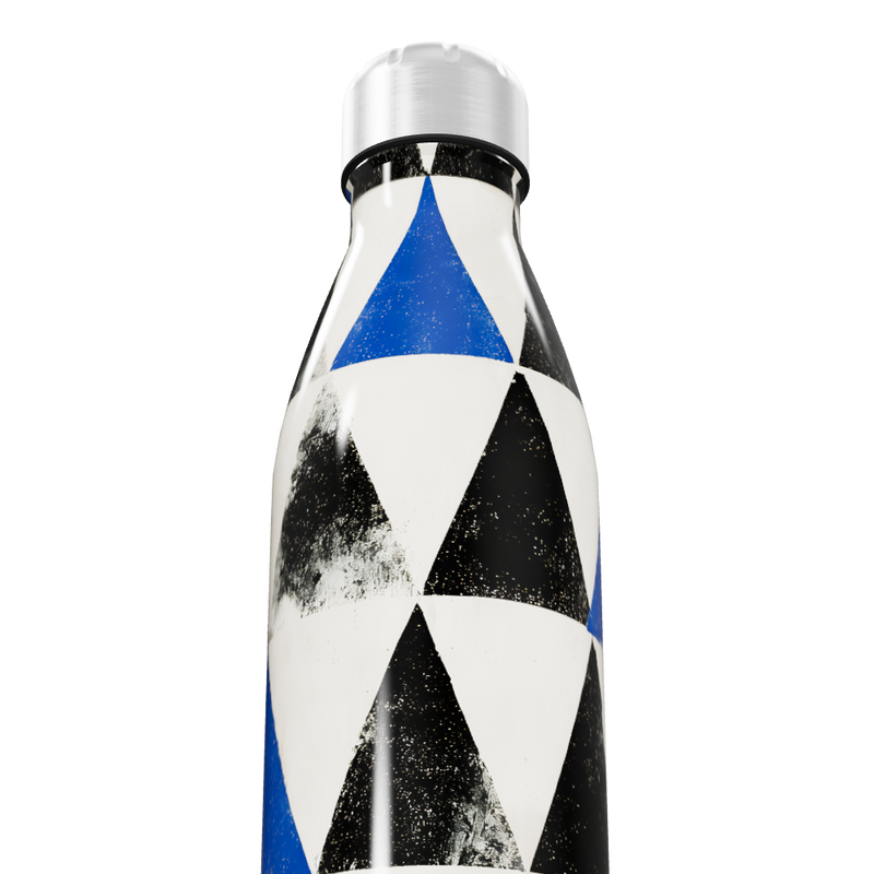 Garrafa Inox - Estampada Geométrica Azul e Preta