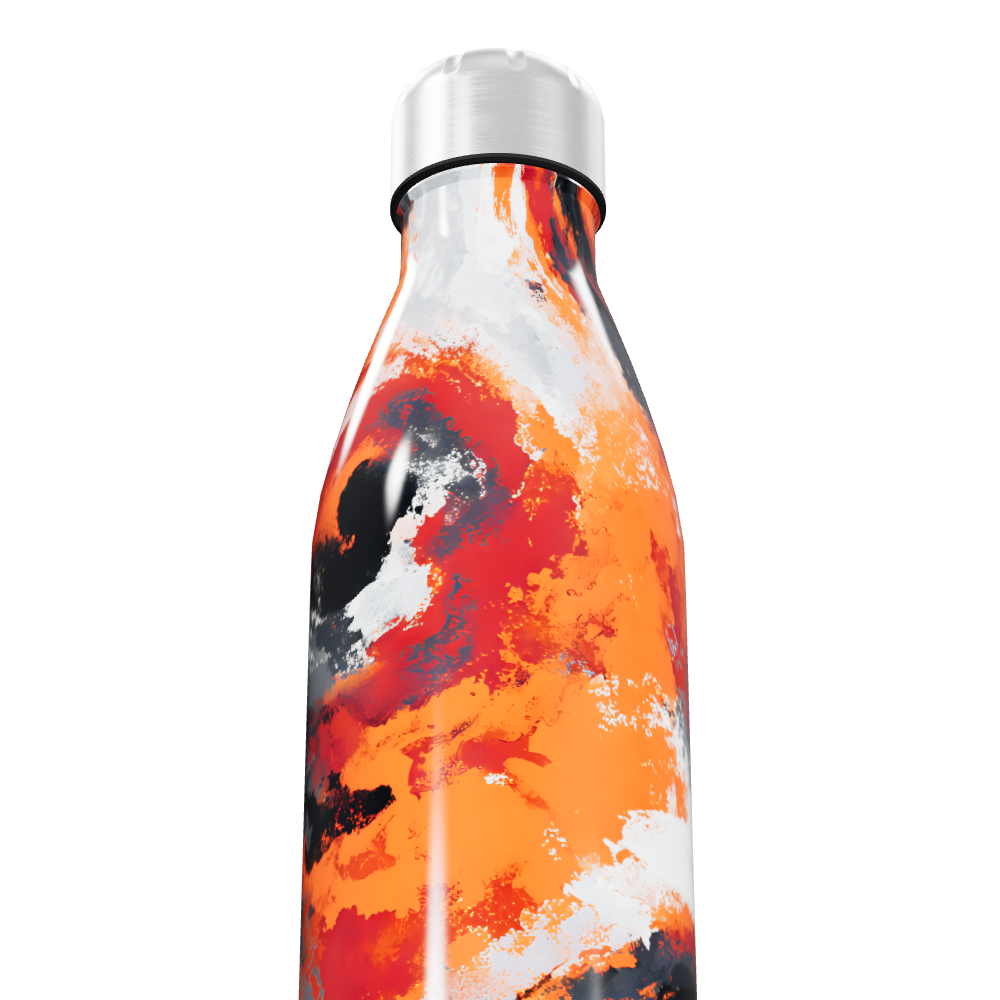 Garrafa Inox - Estampa Abstrata Laranja