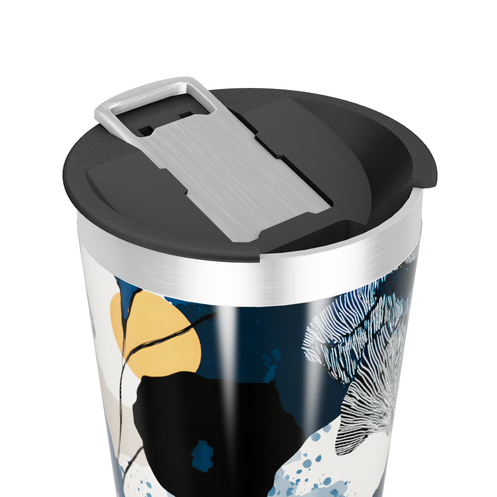 Copo Térmico - Floral Azul Abstrato