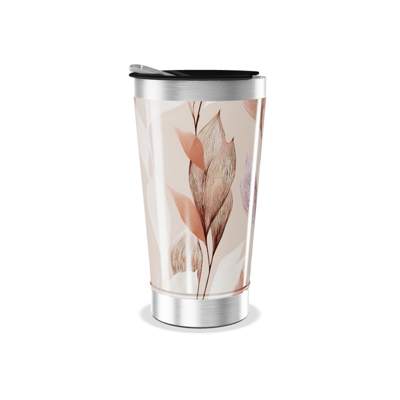 Copo Térmico - Folhas Bege Aço Inox