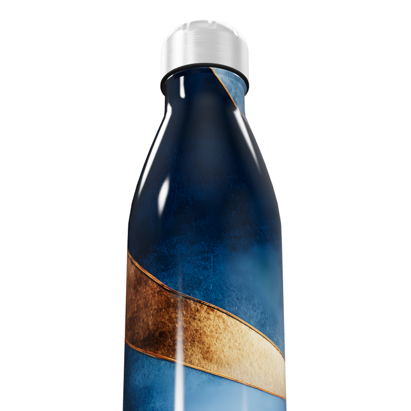 Garrafa Inox Azul - Com Listras Elegantes