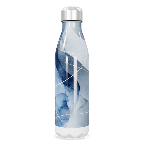 Garrafa Inox - Azul com Estampa Abstrata