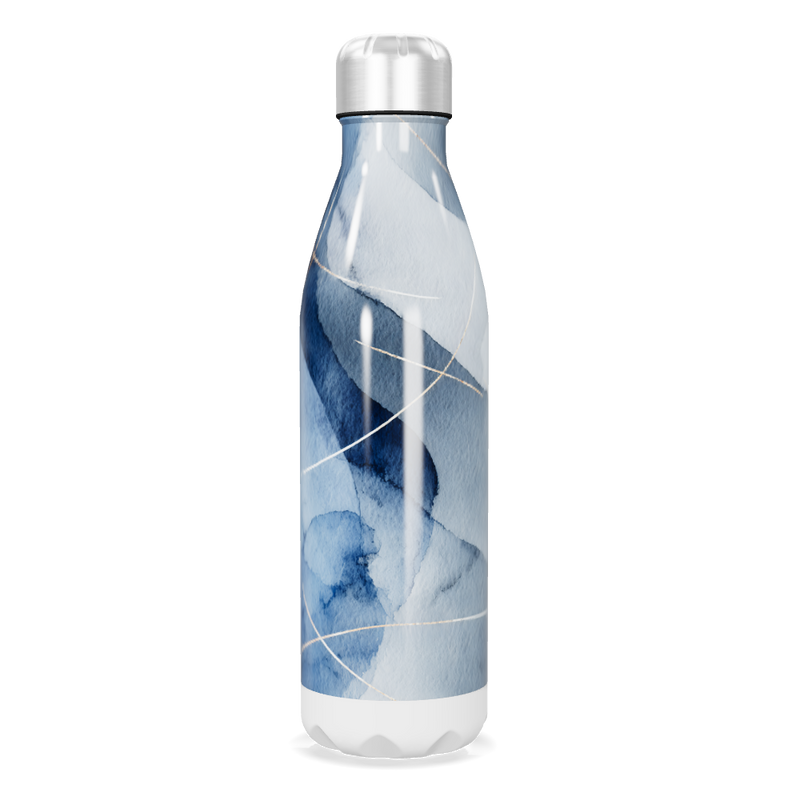 Garrafa Inox - Azul com Estampa Abstrata