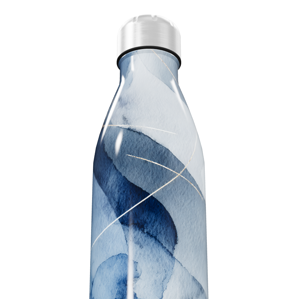 Garrafa Inox - Azul com Estampa Abstrata