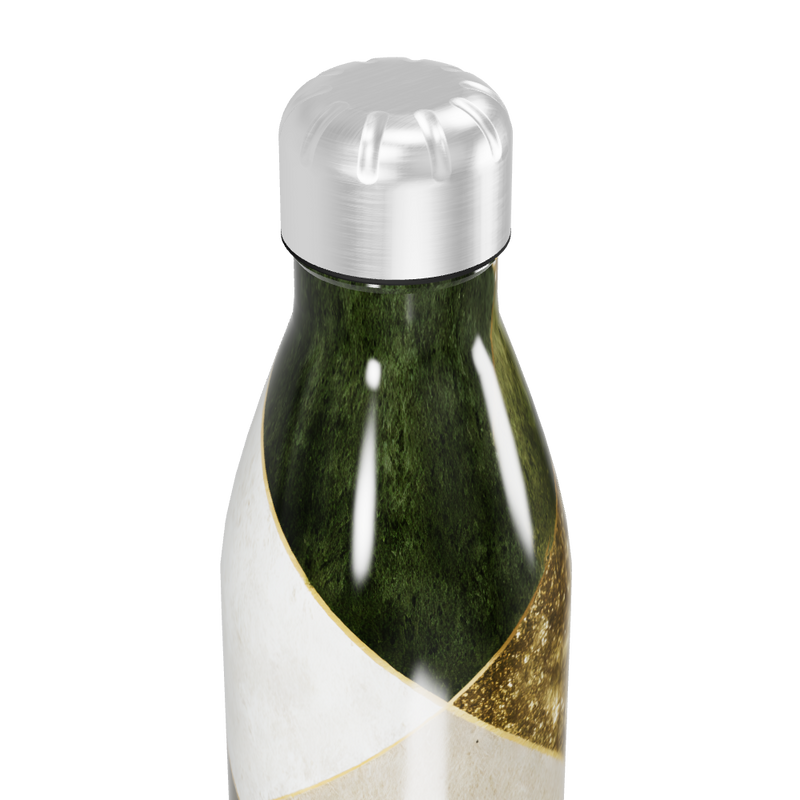 Garrafa Inox - Verde e Dourado Geométrico