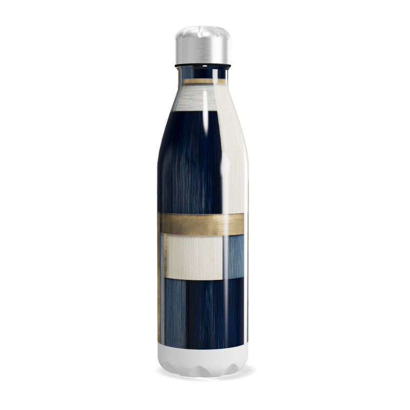 Garrafa Inox - Azul e Dourado com Geometria