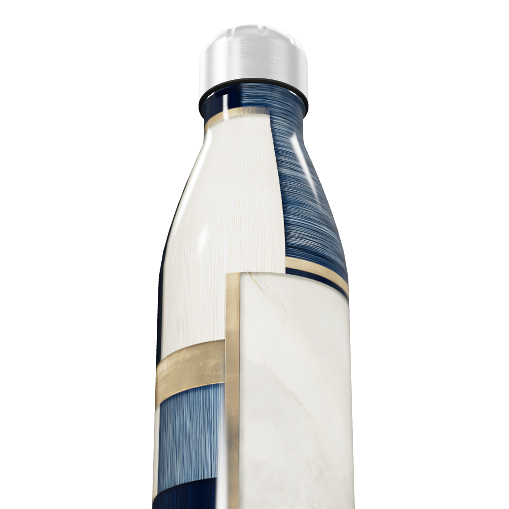 Garrafa Inox - Azul e Dourado com Geometria