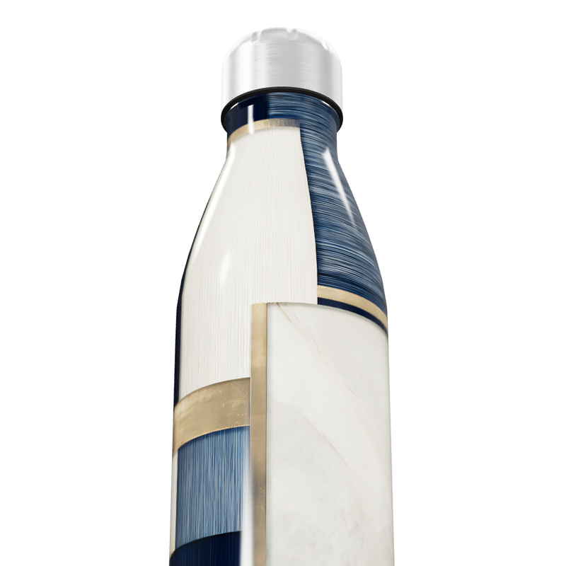 Garrafa Inox - Azul e Dourado com Geometria