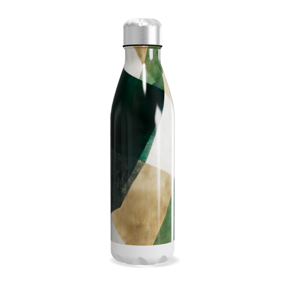 Garrafa Inox Verde e Bege Abstrata