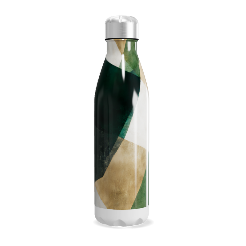 Garrafa Inox Verde e Bege Abstrata