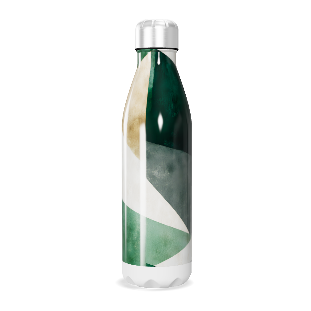 Garrafa Inox Verde e Bege Abstrata