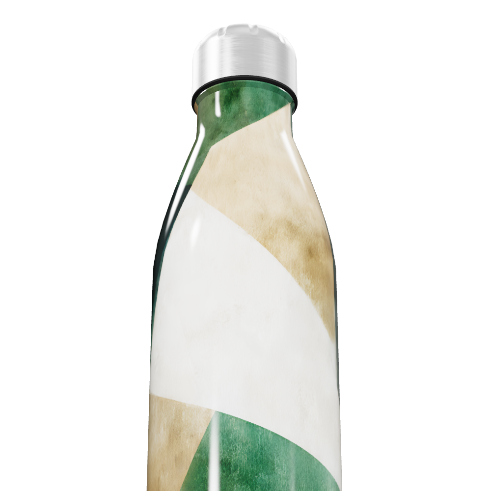 Garrafa Inox Verde e Bege Abstrata